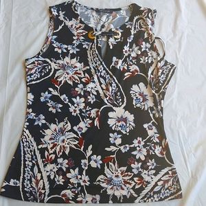 Women's navy floral blouse, Size S